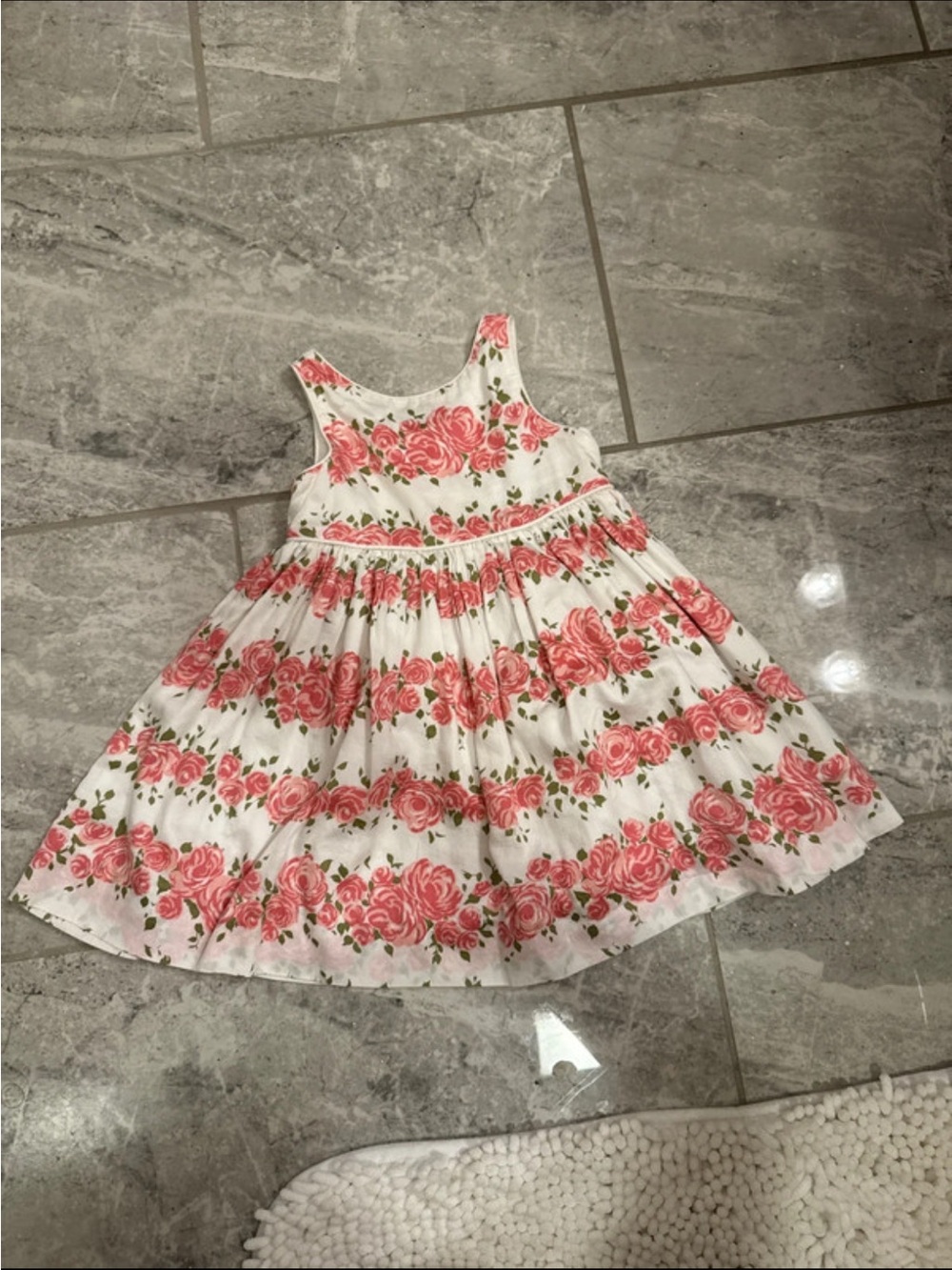 Janie and Jack White Dress with Pink Rose Print